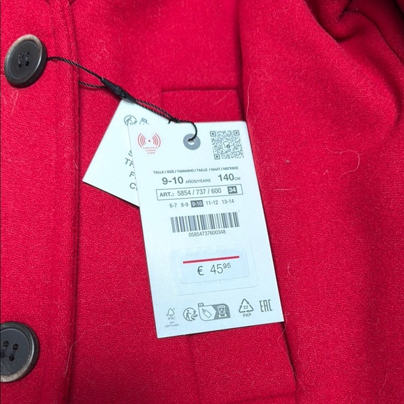 Zara Girls Peacoat Red Wool NWT - Picture 4 of 6
